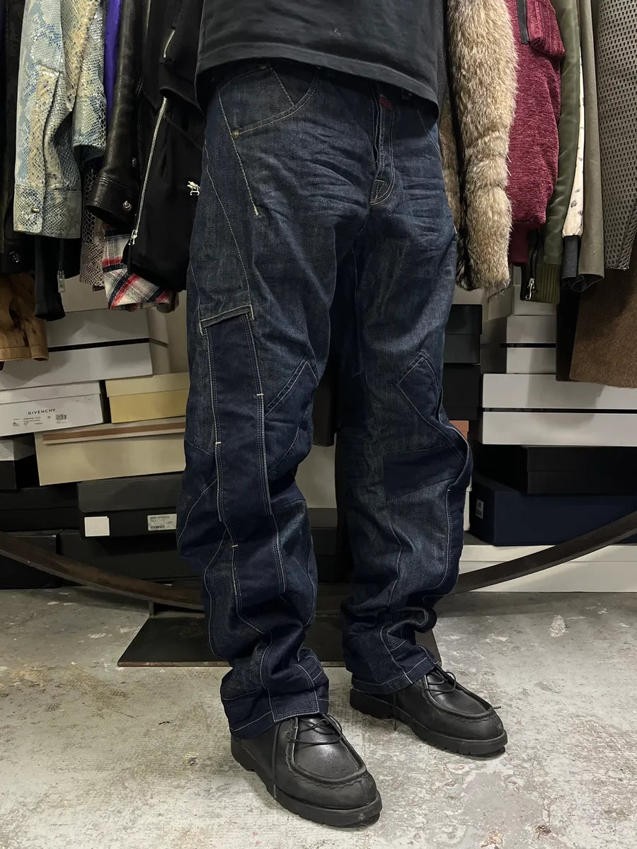 2000s Marithé + François Girbaud Navy Structural Brut Denim Jeans lcqNuud 2