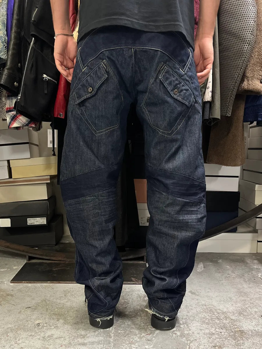 2000s Marithé + François Girbaud Navy Structural Brut Denim Jeans lcqNuud 3