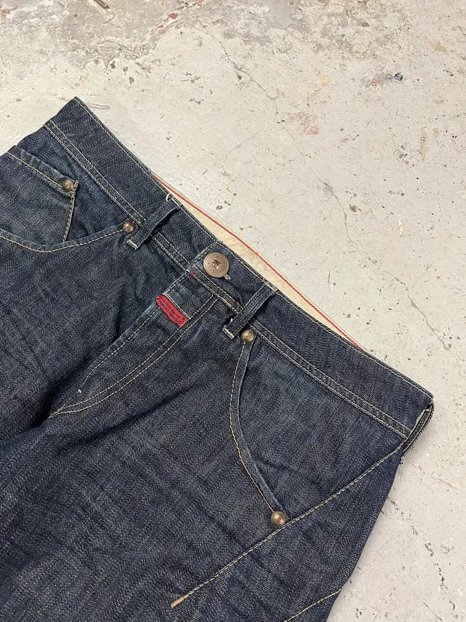 2000s Marithé + François Girbaud Navy Structural Brut Denim Jeans lcqNuud 6