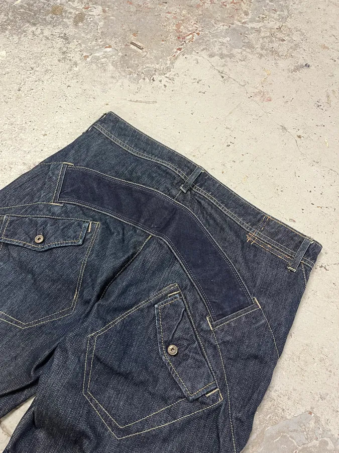 2000s Marithé + François Girbaud Navy Structural Brut Denim Jeans lcqNuud 8