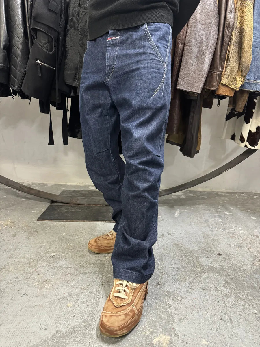 2000s Marithé + François Girbaud Navy Structured Denim Jeans GgEyLYM 4