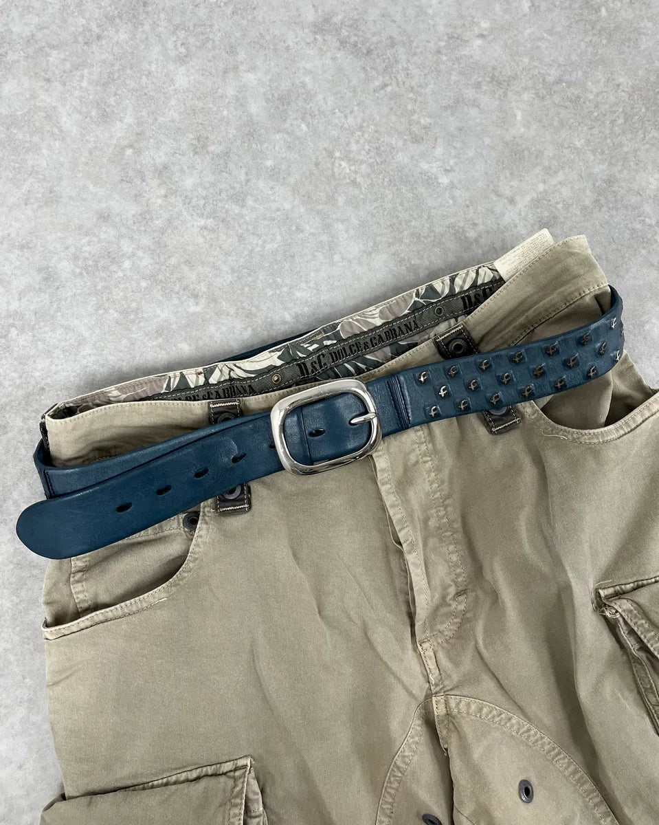 2000s Marithé + François Girbaud Navy Studded Leather Belt PuTVfPR 0