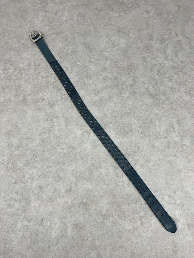2000s Marithé + François Girbaud Navy Studded Leather Belt PuTVfPR 6