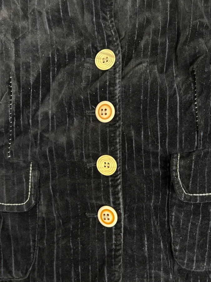 2000s Marithé + François Girbaud Navy Velvet Floral Blazer Jacket EBTyhAm 10