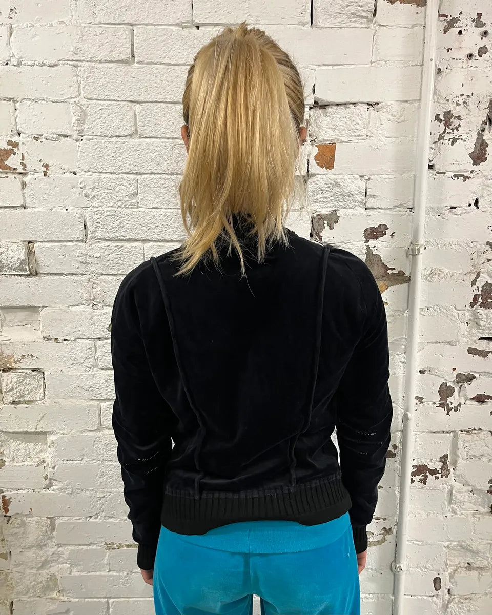 2000s Marithé + François Girbaud Navy Velvet Zip Up Sweater MPutWte 2
