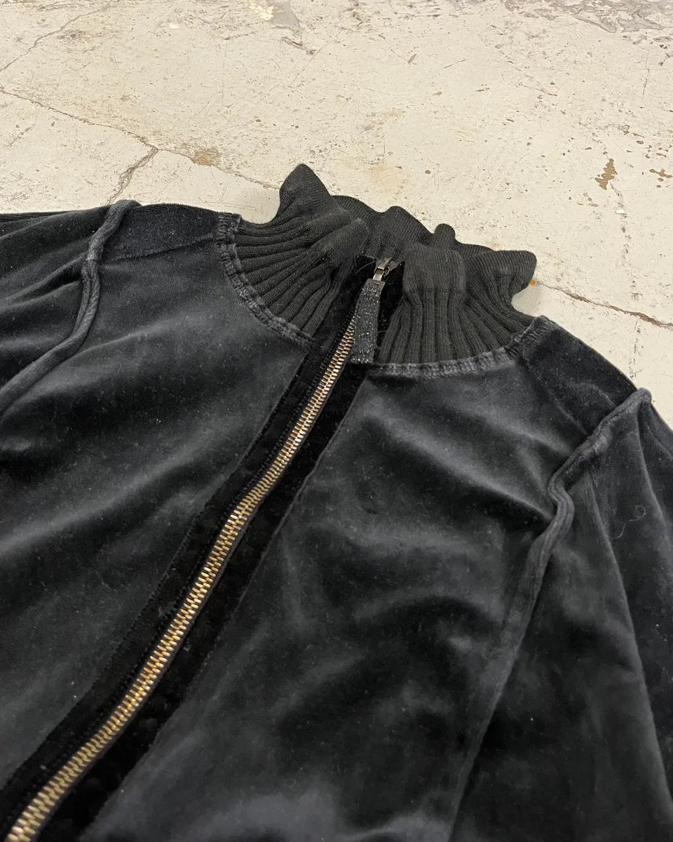 2000s Marithé + François Girbaud Navy Velvet Zip Up Sweater MPutWte 4