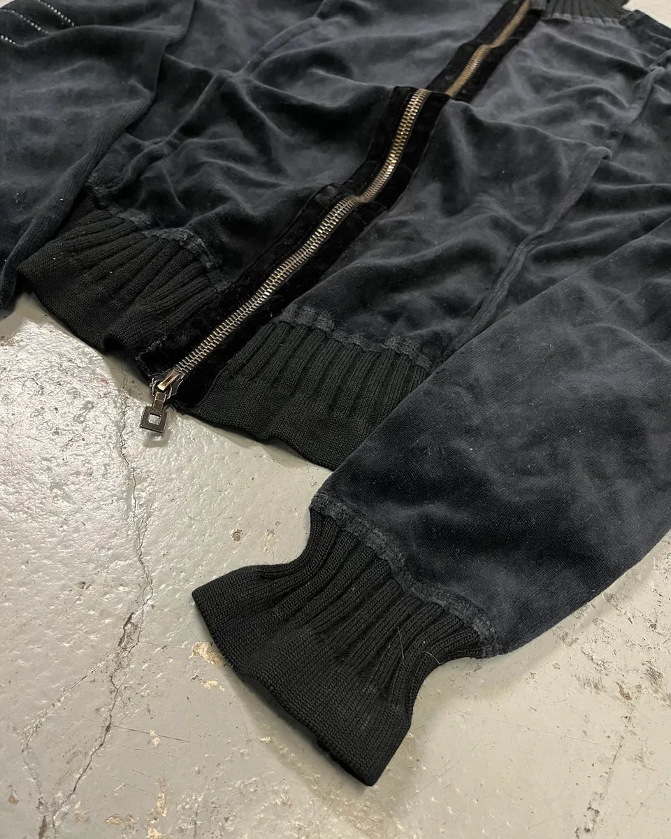 2000s Marithé + François Girbaud Navy Velvet Zip Up Sweater MPutWte 5