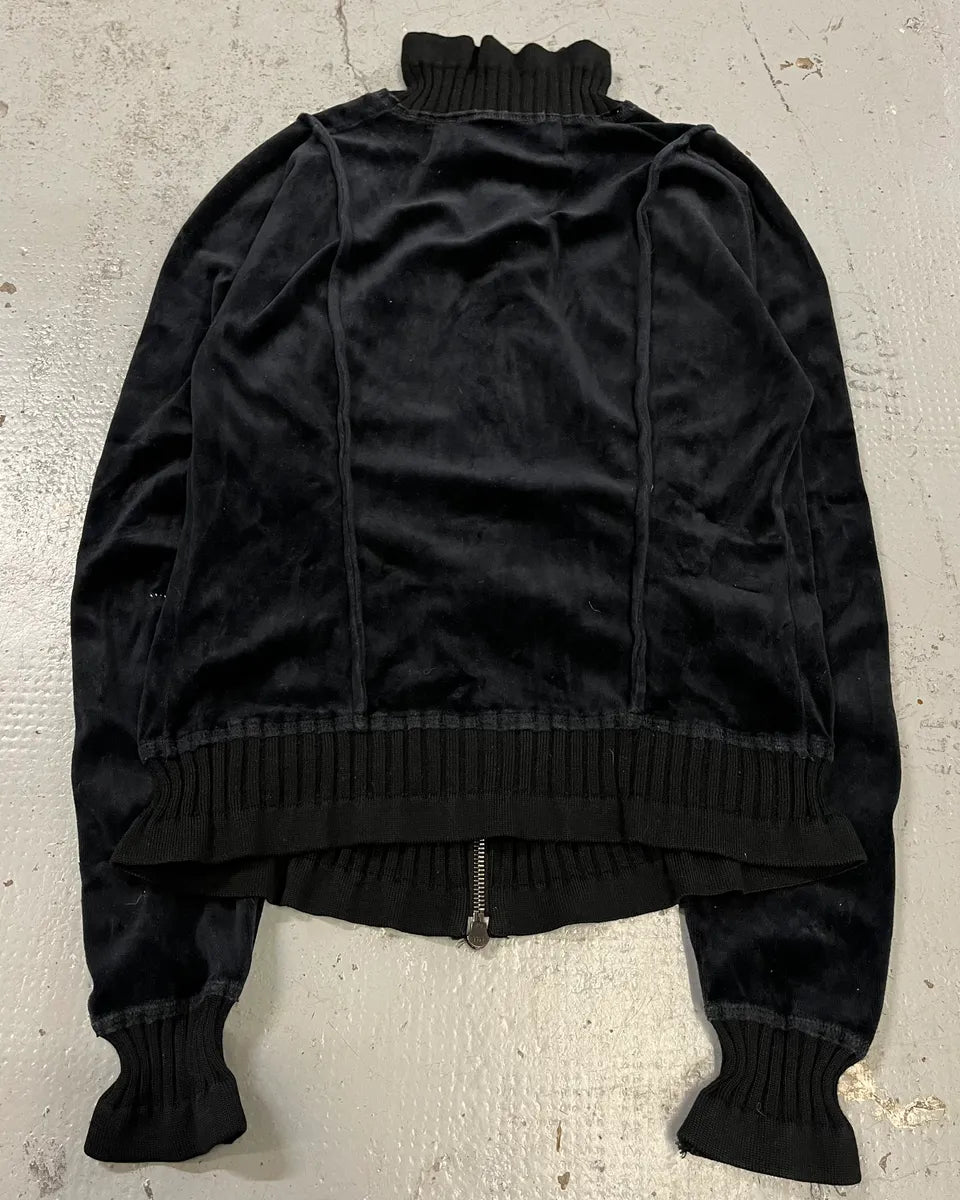 2000s Marithé + François Girbaud Navy Velvet Zip Up Sweater MPutWte 6