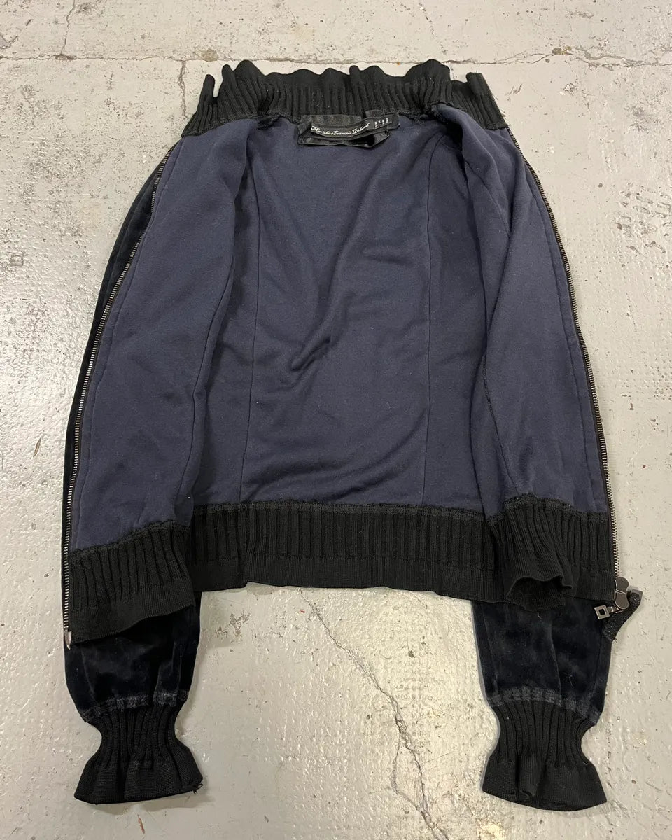 2000s Marithé + François Girbaud Navy Velvet Zip Up Sweater MPutWte 7