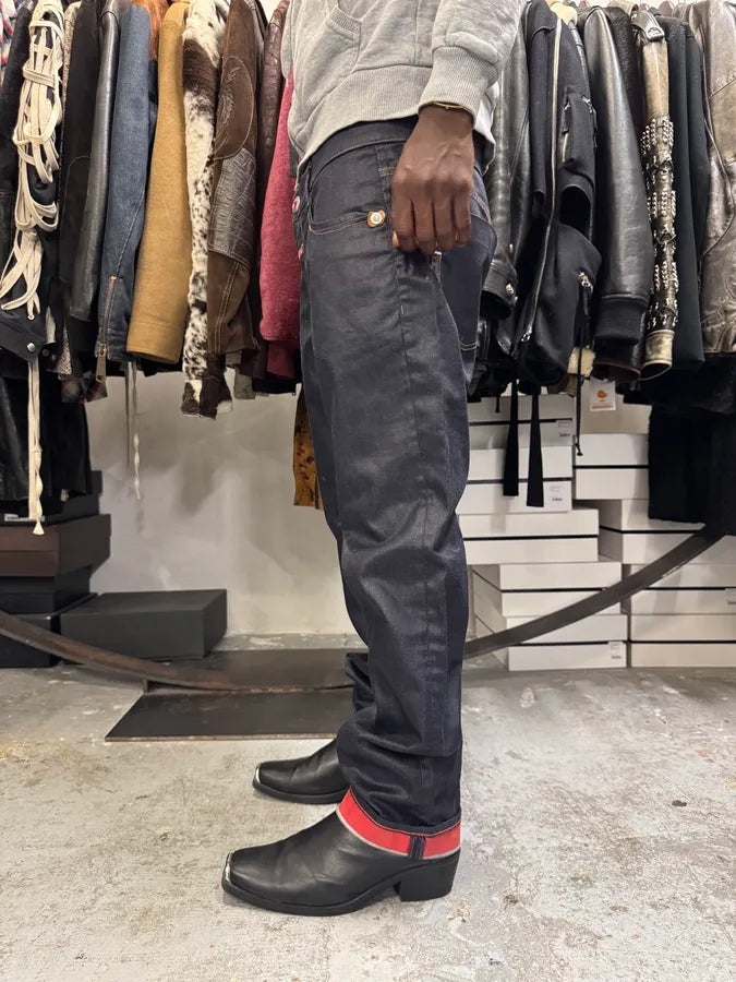 2000s Marithé + François Girbaud Navy Waxed Effect Slim Pants TojxqjZ 3