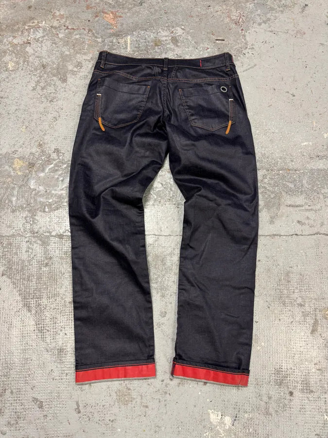 2000s Marithé + François Girbaud Navy Waxed Effect Slim Pants TojxqjZ 4