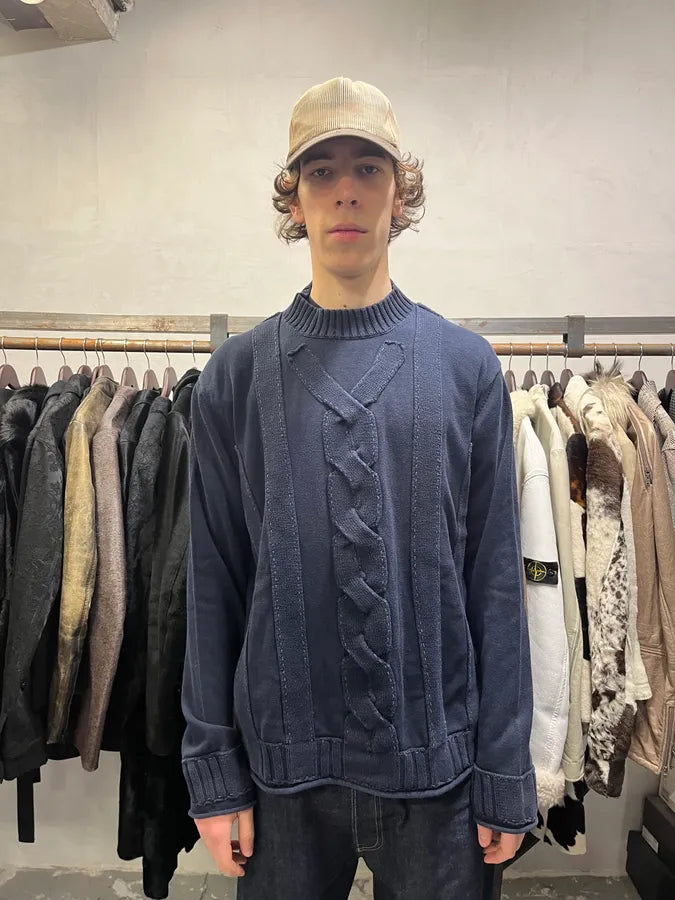 2000s Marithé + François Girbaud Navy Wool Abstract Sweater (XL) xiCYapF 3