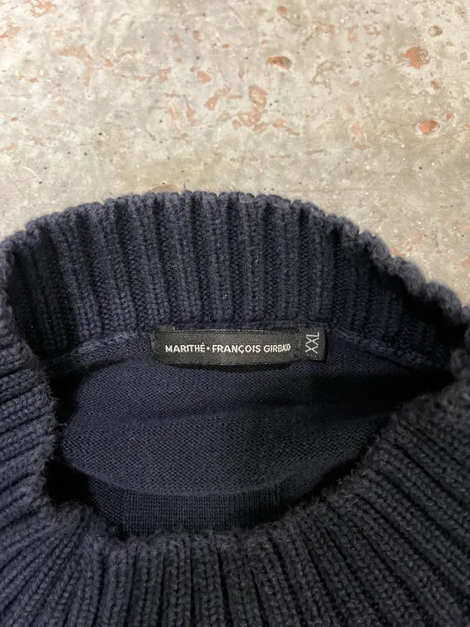 2000s Marithé + François Girbaud Navy Wool Abstract Sweater (XL) xiCYapF 6
