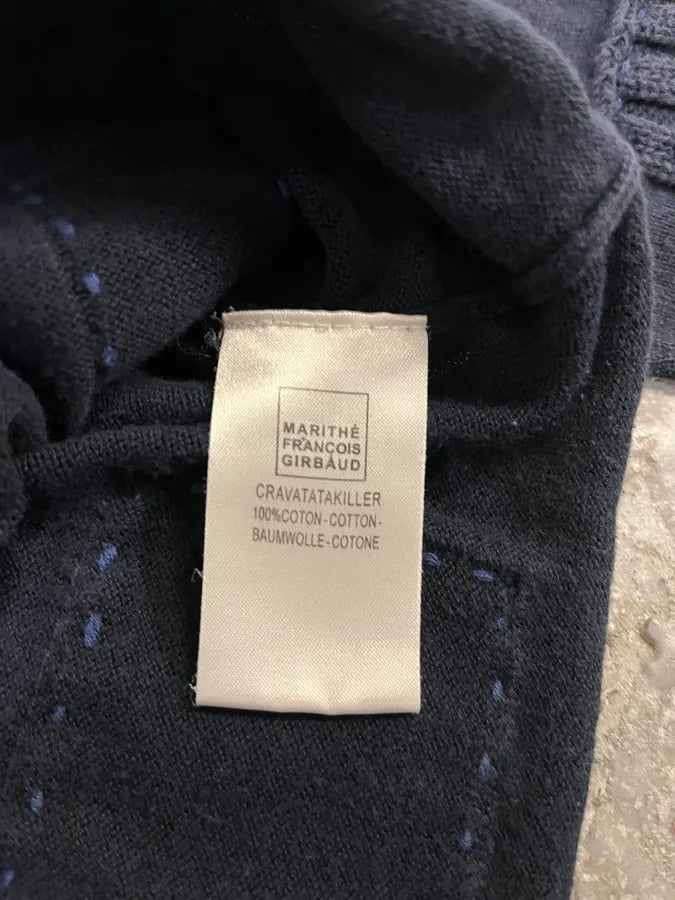 2000s Marithé + François Girbaud Navy Wool Abstract Sweater (XL) xiCYapF 8