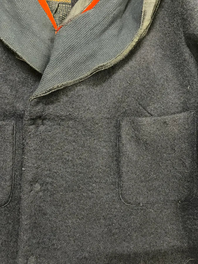 2000s Marithé + François Girbaud Navy Wool Buttoned Extra Collar Jacket PQdkJoM 4