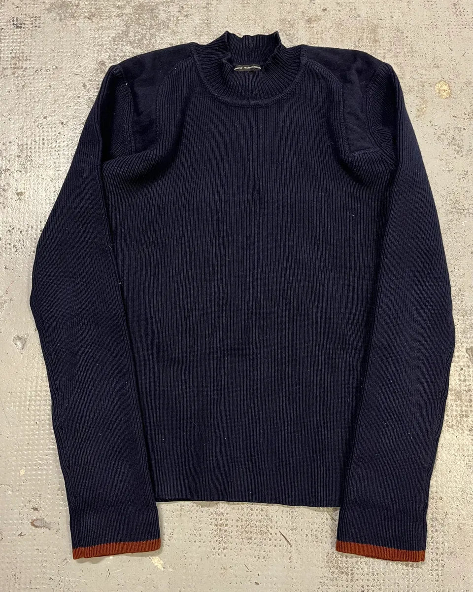 2000s Marithé + François Girbaud Navy Wool Contrast Cuff Sweater QdVOijA 0