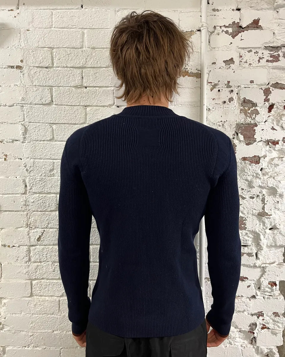 2000s Marithé + François Girbaud Navy Wool Contrast Cuff Sweater QdVOijA 2