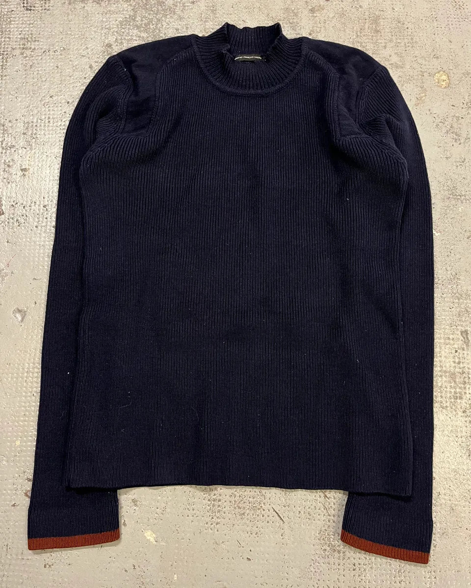 2000s Marithé + François Girbaud Navy Wool Contrast Cuff Sweater QdVOijA 3