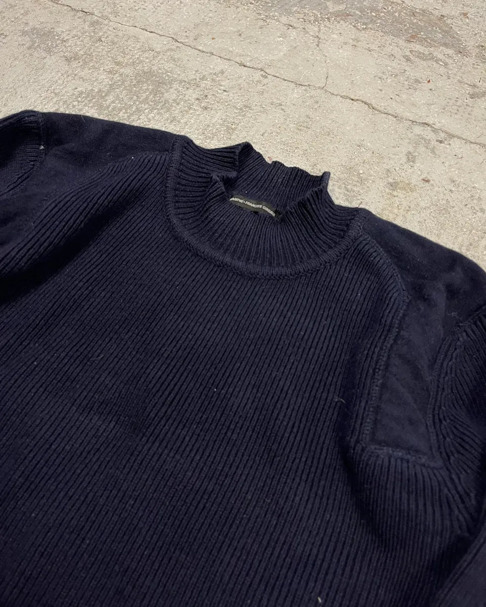 2000s Marithé + François Girbaud Navy Wool Contrast Cuff Sweater QdVOijA 4
