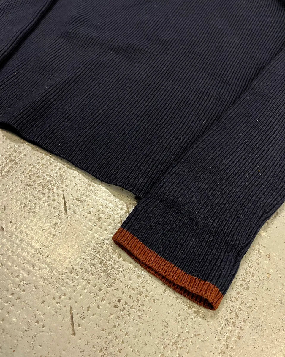 2000s Marithé + François Girbaud Navy Wool Contrast Cuff Sweater QdVOijA 5