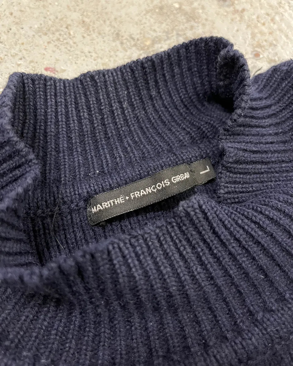 2000s Marithé + François Girbaud Navy Wool Contrast Cuff Sweater QdVOijA 7