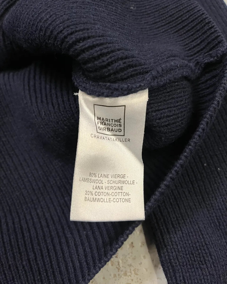 2000s Marithé + François Girbaud Navy Wool Contrast Cuff Sweater QdVOijA 8