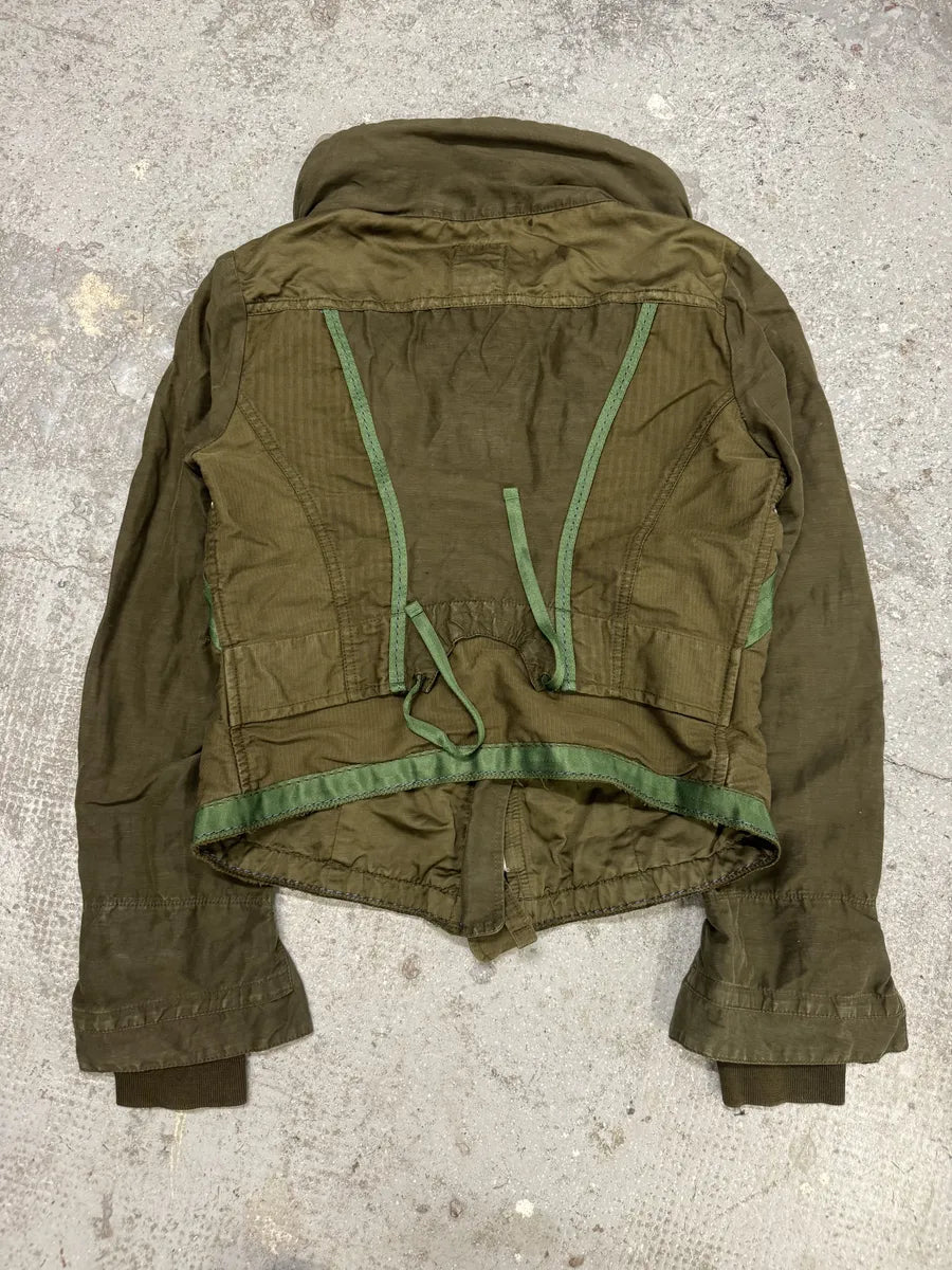 2000s Marithé + François Girbaud Olive Bondage Cropped Hybrid Jacket (S) XVxNYIJ 1