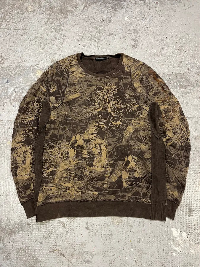 2000s Marithé + François Girbaud Olive Citizen Crazy World Sweater (L) ZAPrBAL 0