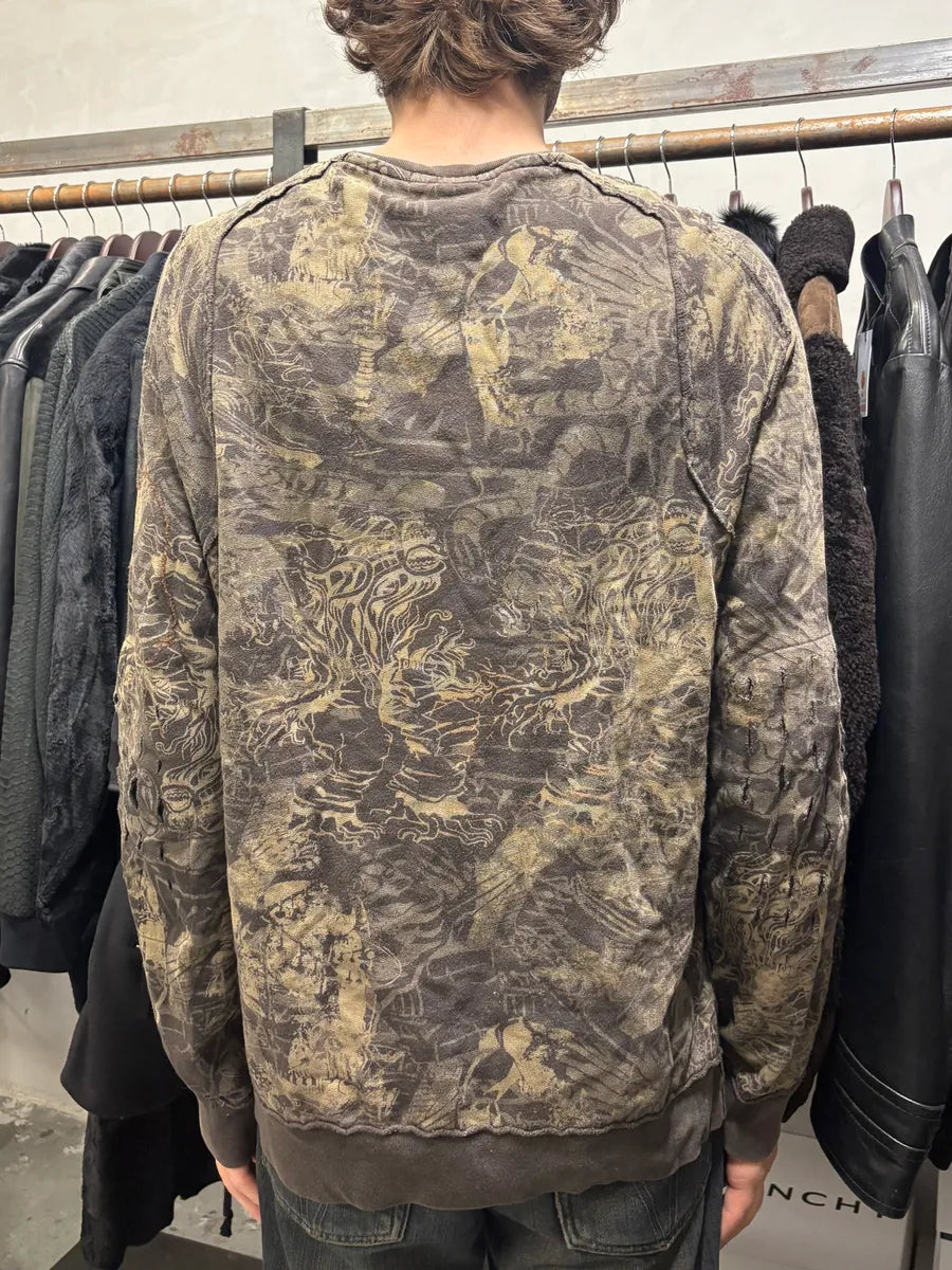2000s Marithé + François Girbaud Olive Citizen Crazy World Sweater (L) ZAPrBAL 2