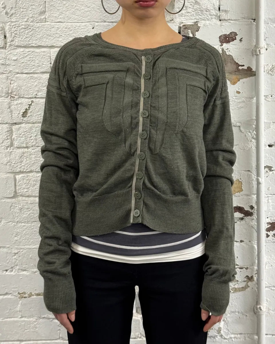 2000s Marithé + François Girbaud Olive Green Cardigan gxwVbbE 0