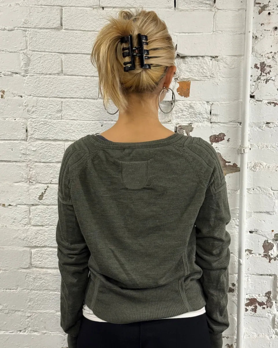 2000s Marithé + François Girbaud Olive Green Cardigan gxwVbbE 1