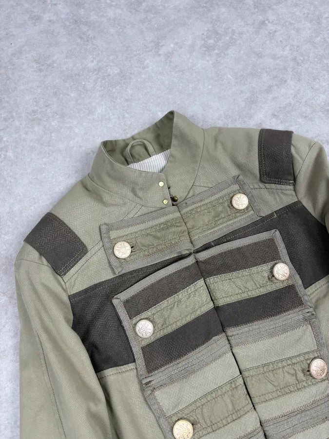 2000s Marithé + François Girbaud Olive Green Officier Buttoned Jacket ptYaUxc 4