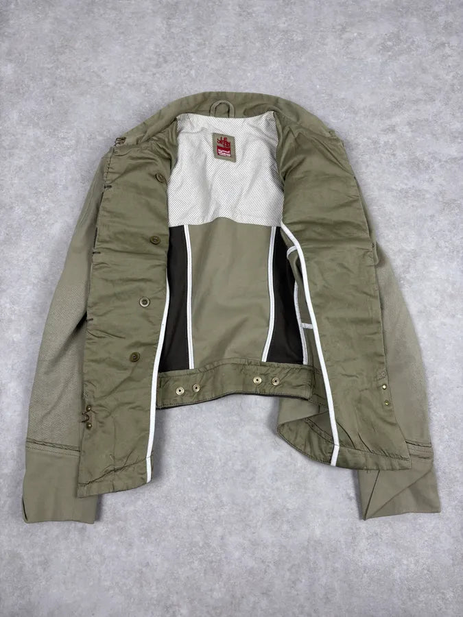 2000s Marithé + François Girbaud Olive Green Officier Buttoned Jacket ptYaUxc 6