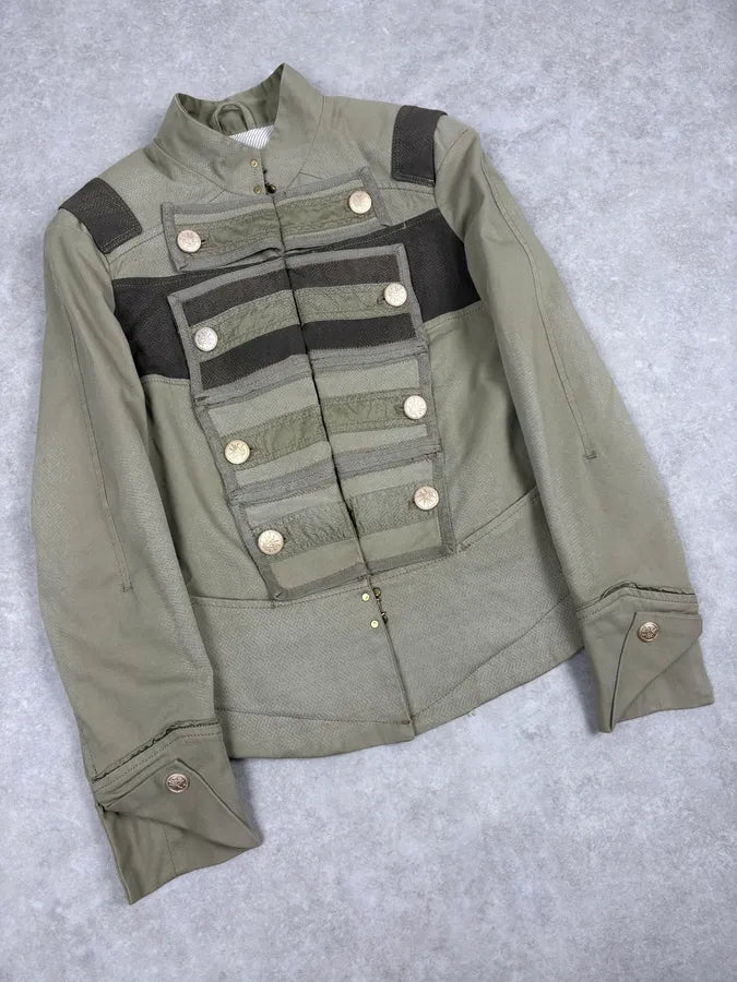 2000s Marithé + François Girbaud Olive Green Officier Buttoned Jacket ptYaUxc 3