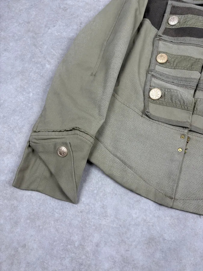 2000s Marithé + François Girbaud Olive Green Officier Buttoned Jacket ptYaUxc 7