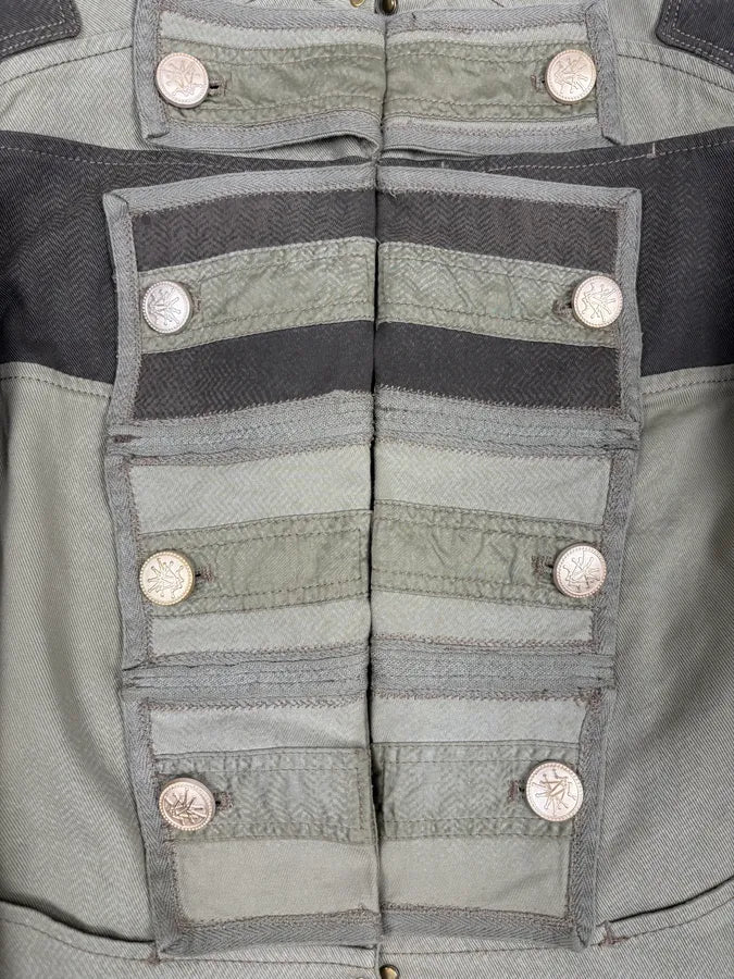 2000s Marithé + François Girbaud Olive Green Officier Buttoned Jacket ptYaUxc 8
