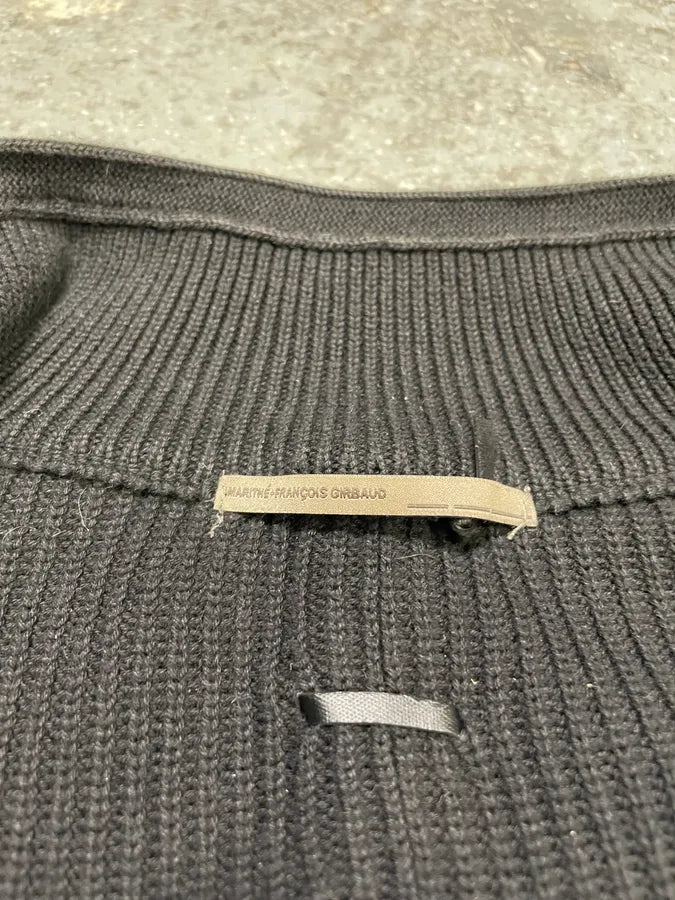 2000s Marithé + François Girbaud Padded Black Wool Signature Crafted Zip-Up Sweater (L) njsLpjW 10