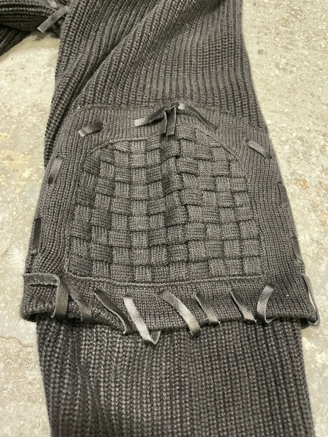 2000s Marithé + François Girbaud Padded Black Wool Signature Crafted Zip-Up Sweater (L) njsLpjW 8