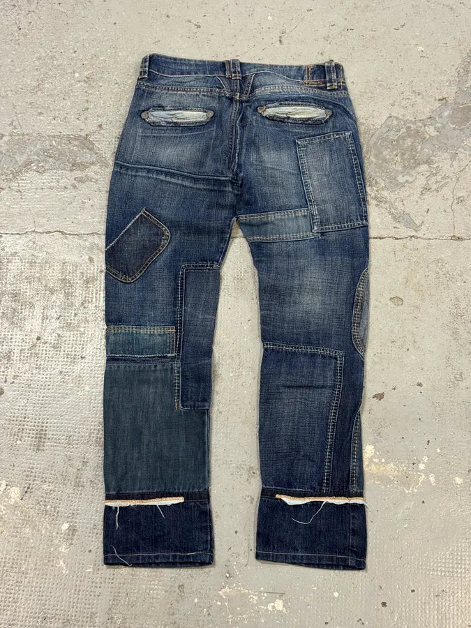 2000s Marithé + François Girbaud Patchwork Blue Denim Jeans KGSgfWt 11