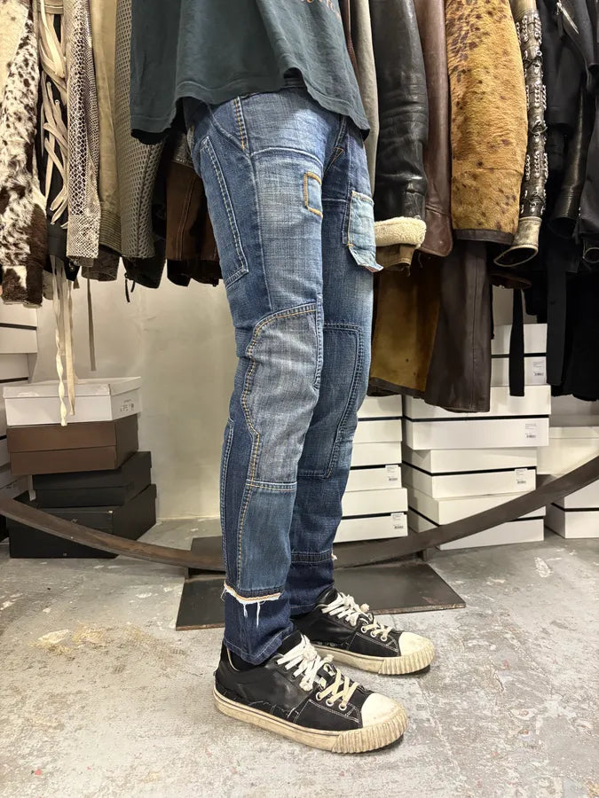 2000s Marithé + François Girbaud Patchwork Blue Denim Jeans KGSgfWt 2
