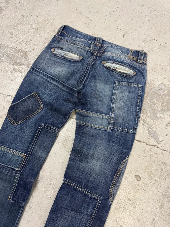 2000s Marithé + François Girbaud Patchwork Blue Denim Jeans KGSgfWt 5