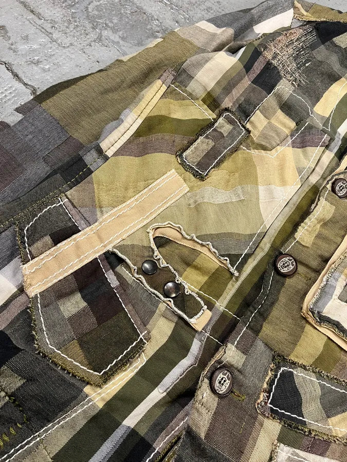2000s Marithé + François Girbaud Patchwork Khaki Blazer Jacket XdYpmVj 6