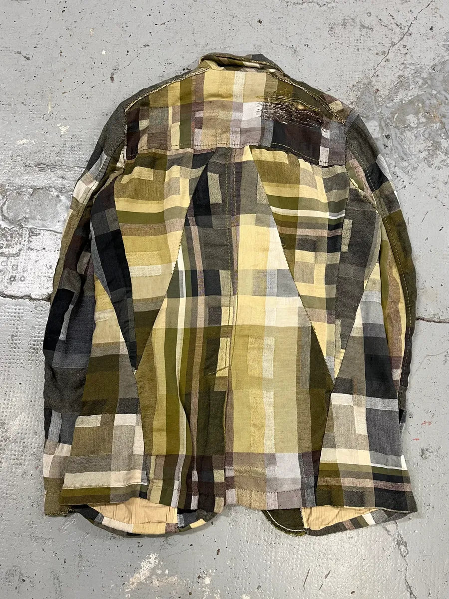 2000s Marithé + François Girbaud Patchwork Khaki Blazer Jacket XdYpmVj 7
