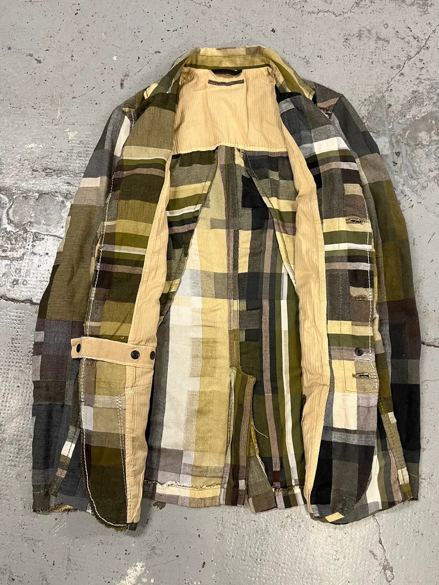 2000s Marithé + François Girbaud Patchwork Khaki Blazer Jacket XdYpmVj 8