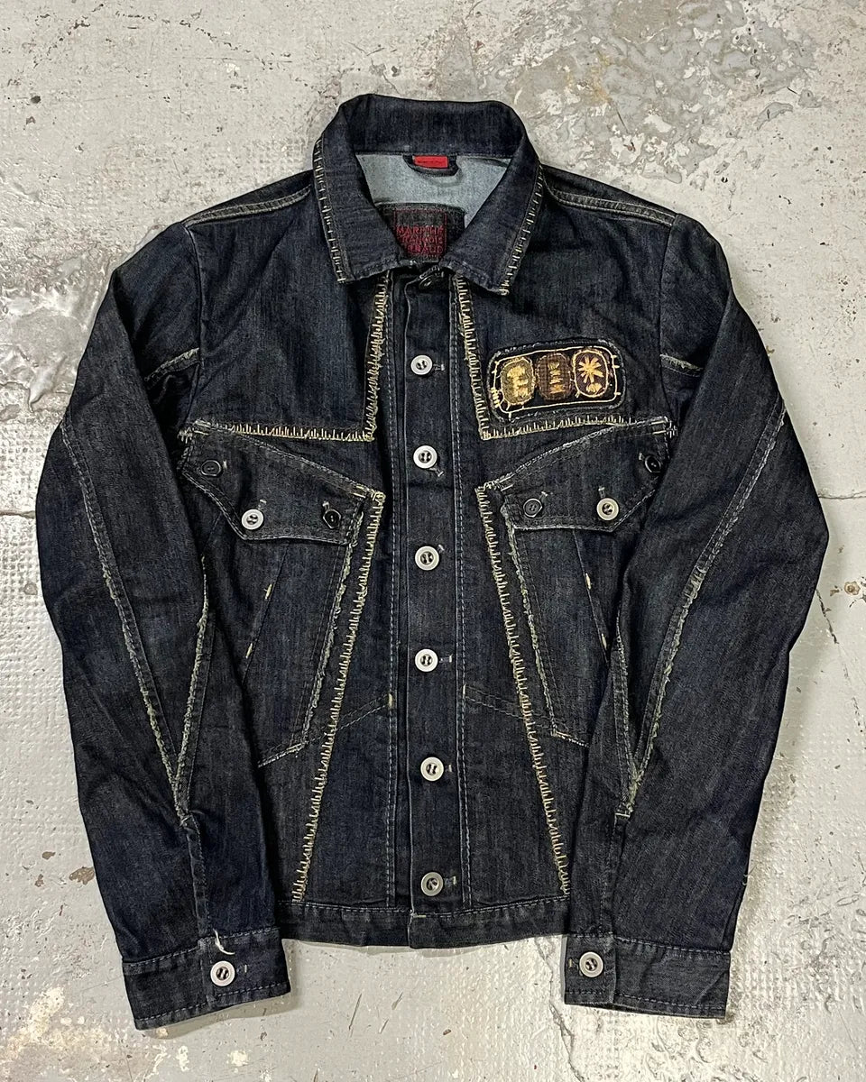 2000s Marithé + François Girbaud Raw Navy Denim Jacket  pbBQQSL 0