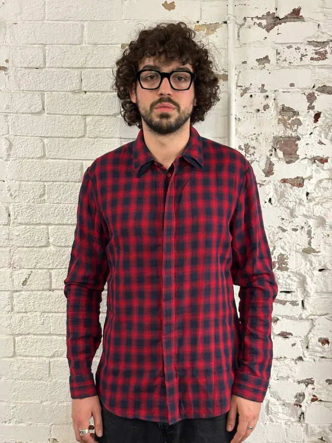 2000s Marithé + François Girbaud Red Black Plaid Cotton Shirt JQbGOjB 1