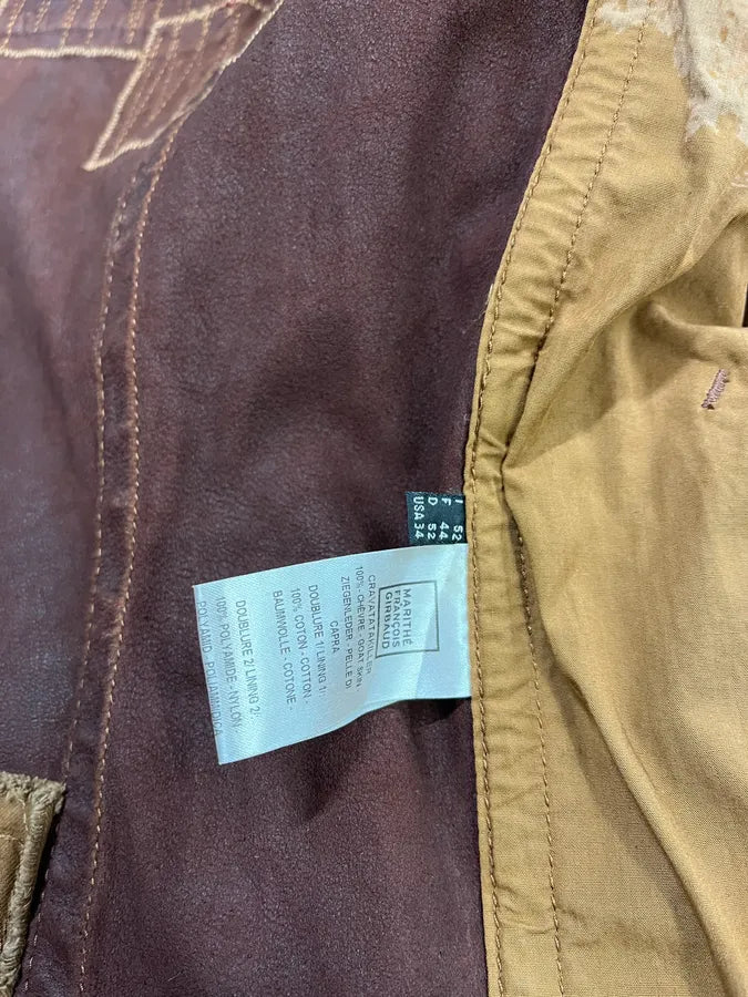 2000s Marithé + François Girbaud Red Destructured Patchwork Leather Artisanal Jacket (M/L) 12