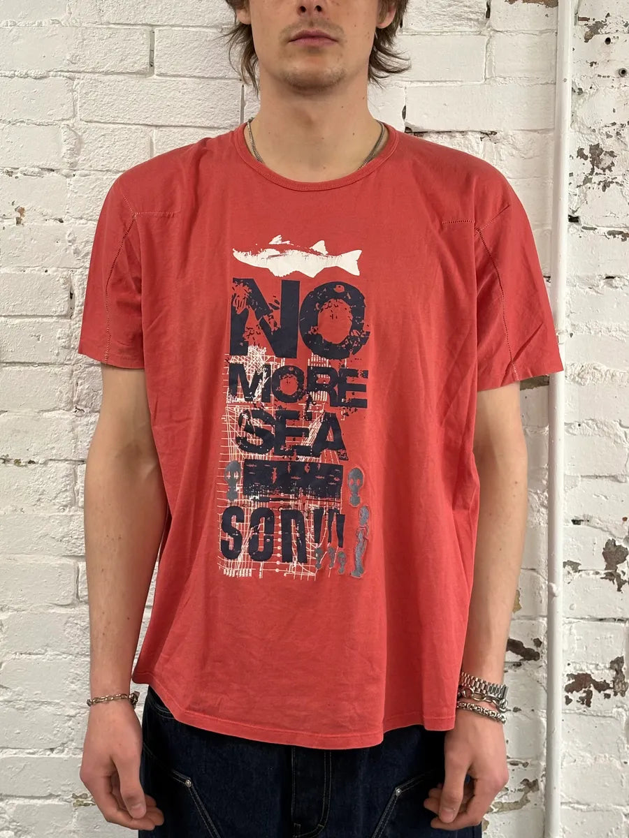2000s Marithé + François Girbaud Red No More Sea T-Shirt  Hgzgcjf 0