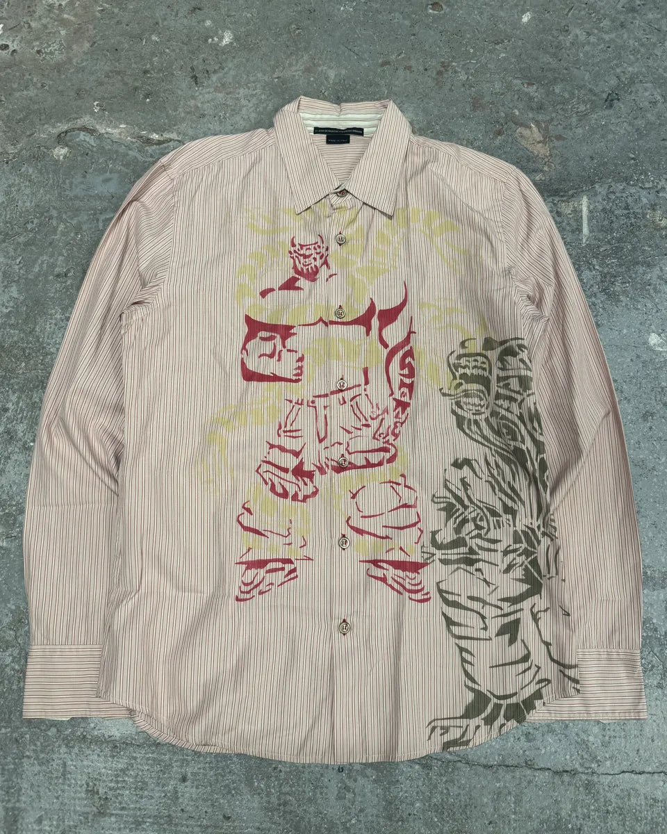 2000s Marithé + François Girbaud Red Stripes Tribal Shirt (M) 0