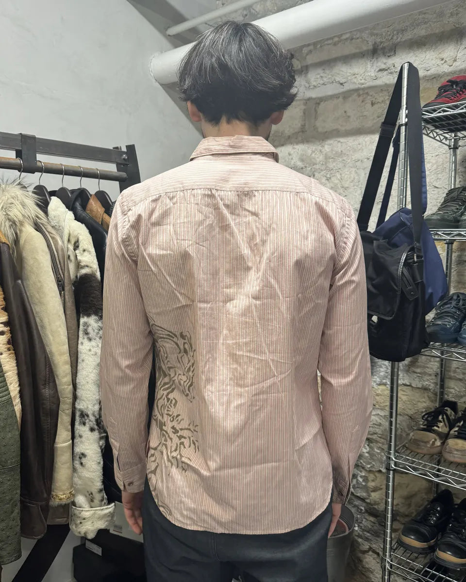 2000s Marithé + François Girbaud Red Stripes Tribal Shirt (M) 3